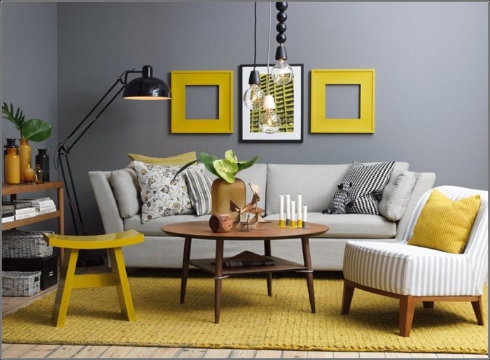 Grey yellow wall decor