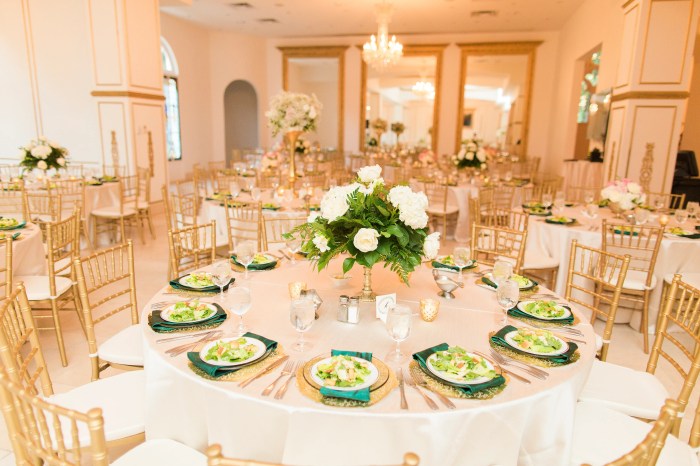 Emerald green and gold table decor