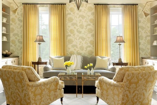 Grey yellow wall decor