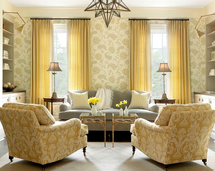 Grey yellow wall decor