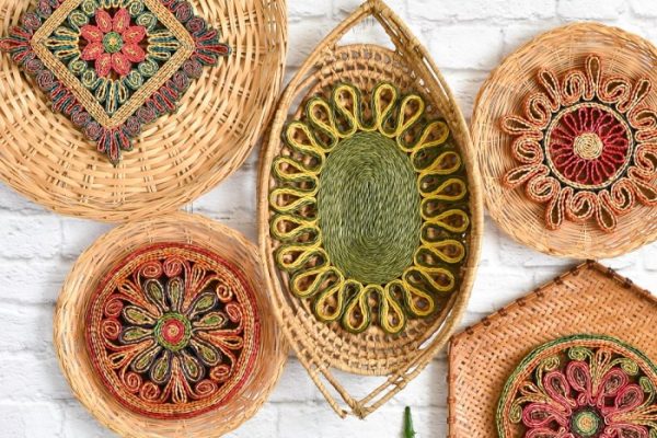 Woven baskets wall decor