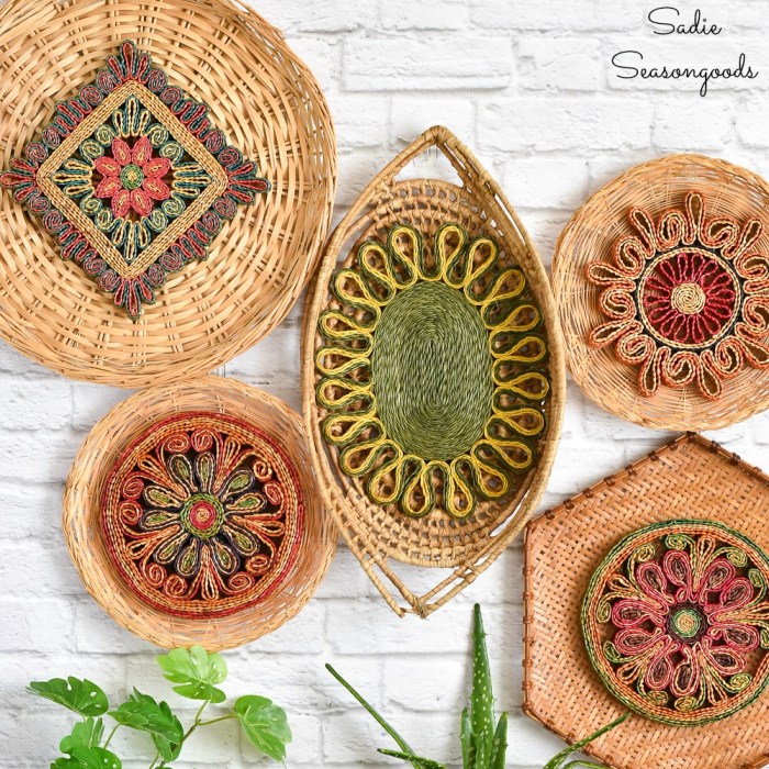 Woven baskets wall decor