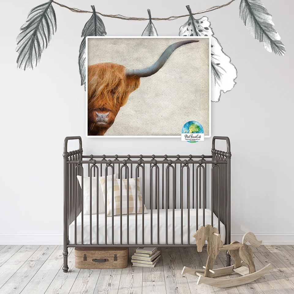 Highland cow nursery wall decor