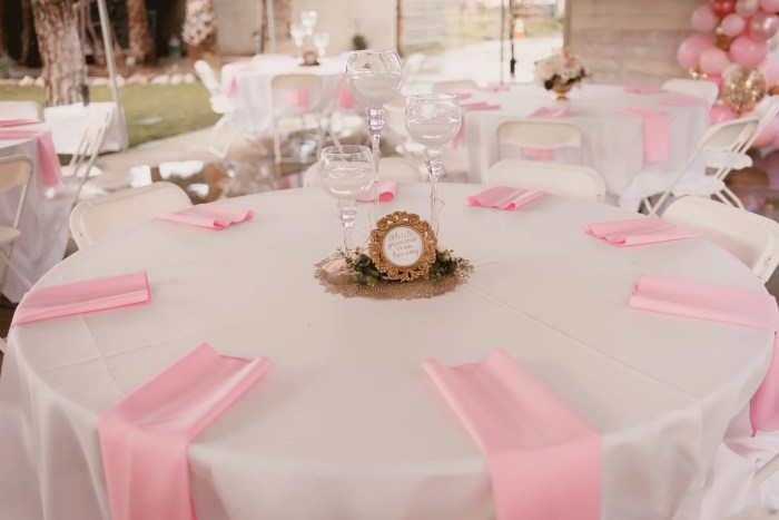 Pink and gold table decor