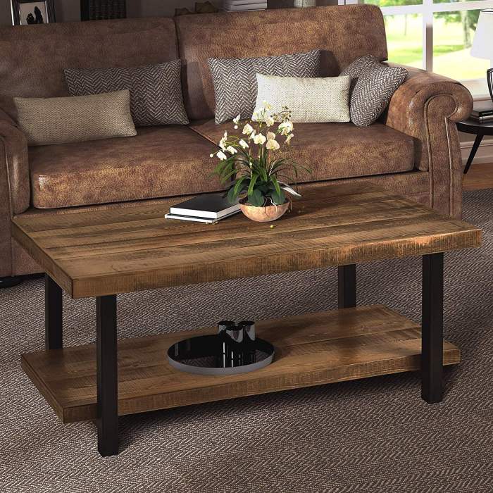 Wood coffee table decor