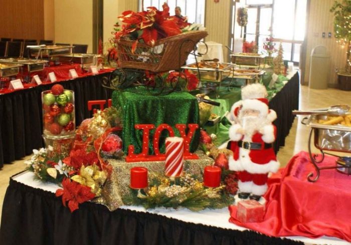 Table decor for christmas buffet