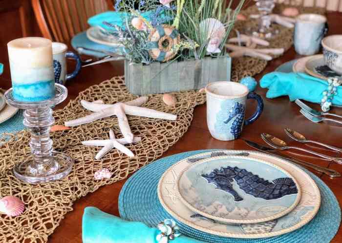 Beach theme table decor