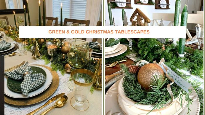 Green and gold table decor