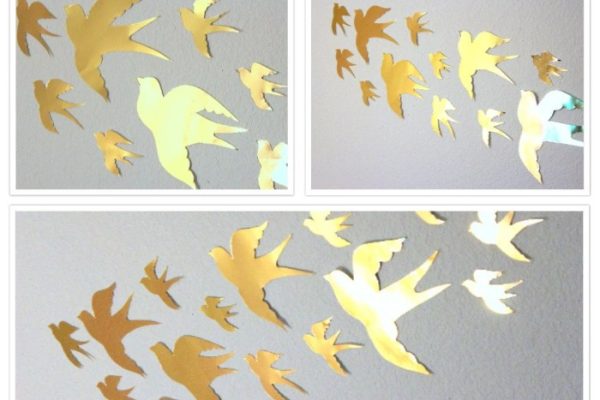 Gold bird wall decor