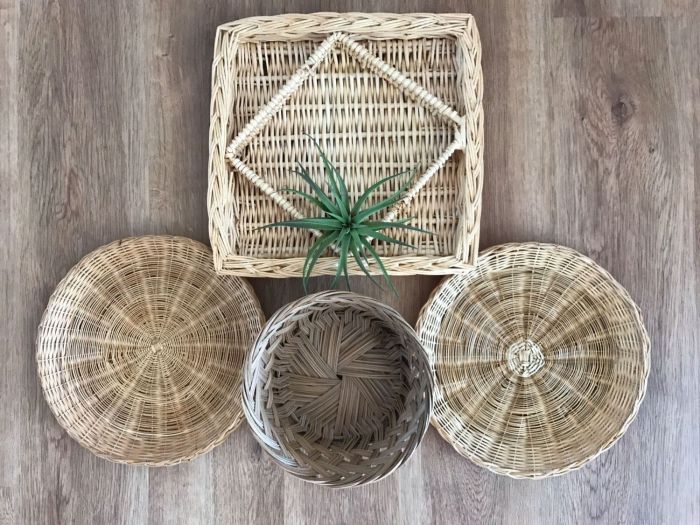 Woven baskets wall decor